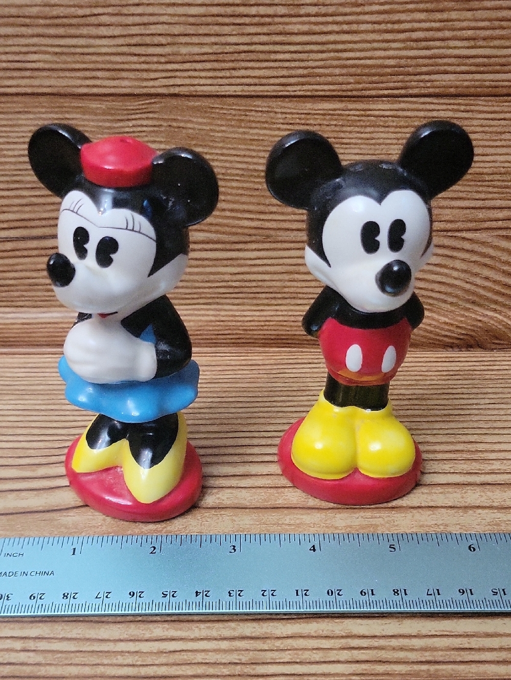 Mickey & Minnie Style Salt and Pepper Figures - Black, Red, Yellow, Blue